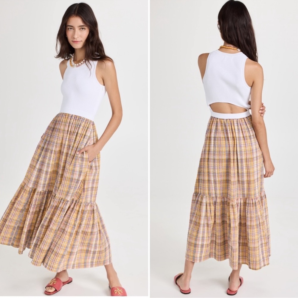 Tanya‎ Taylor Camilla Plaid Maxi Dress Cutout Back NWT XS